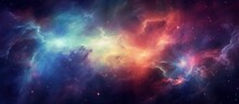 Fantastic Supernova Colorful Space Galaxy Cloud Nebula Scenery Background. Generative AI
