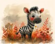 zebra standing field flowers grass sky background portrait small second calf painfully adorable murphy