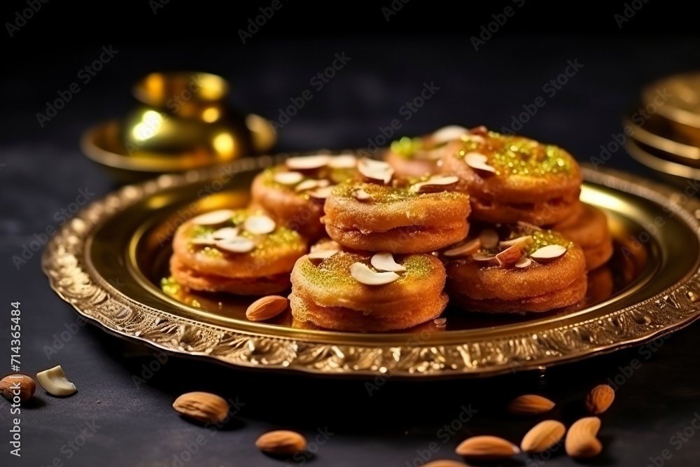 Gewar Raja Rajasthani Ghevar, an Indian crunchy sweet Stock Illustration | Adobe Stock