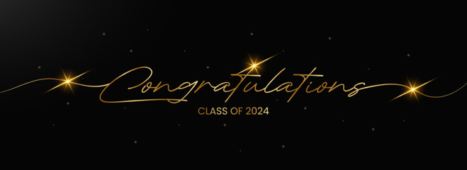 Wall Mural - Congratulations Class of 2024 greeting sign. Congrats Graduated. Congrats banner can use for, landing page, template, ui, web, mobile app, poster, banner, flyer, background