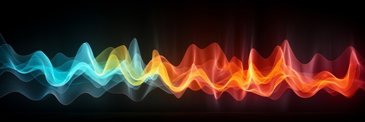 Wall Mural - Vibrant particle wave abstract background for sound and music visualization