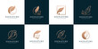 Luxury quill signature logo design collection. Minimalist feather ink logo for your business company identity