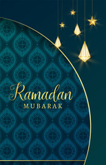 Wall Mural - ramadan kareem 2024 banner with green background design