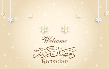 Wall Mural - welcome ramadan kareem 2024 banner with white background design