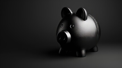 Wall Mural - Black ceramic piggy bank. Saving money, investment, financial growth concept. Financial planning for the future. 3D rendering.