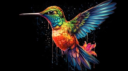 Sticker - hummingbird in flight