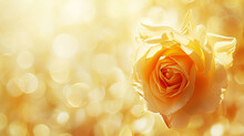 A Yellow Rose On A Yellow Bokeh Background
