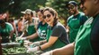 © Sintrax - Joyful Volunteers Serving Food at Community Event in Sunlit Park