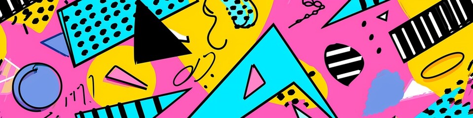 Retro 80s 90s abstract geometric pattern background - Generative ai