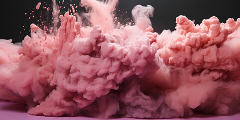 Wall Mural - Explosion of Pink Dust in the Air. Scattering Pink Substance