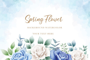 Poster - Luxury navy blue watercolor floral background