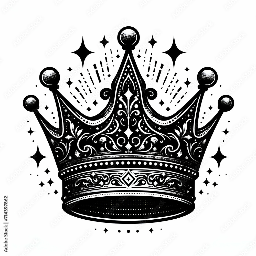 Set of crown icon. royal and queen icon black and white. logo for crown ...