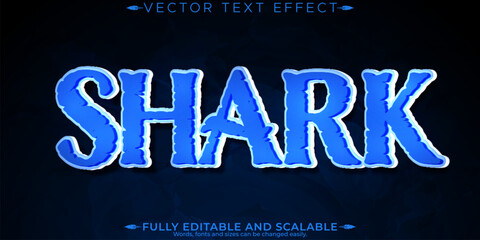 Wall Mural - Shark jaws text effect, editable fishing and attack text style