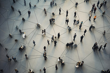 Aerial View of Crowd Communicating in Network of Connection