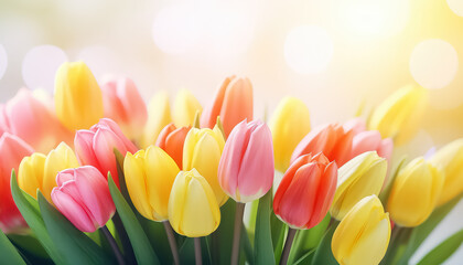 Wall Mural - Bouquet of Dutch tulips, easter concept