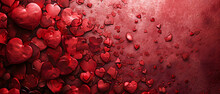 Amidst A Downpour Of Love On Valentine's Day, A Vibrant Pile Of Red Hearts Bloom Like Flowers, Embodying The Beauty And Passion Of True Love