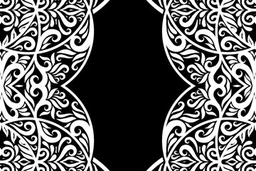 Black and white batik ethnic dayak ornament for wallpaper ads background or textile pattern 