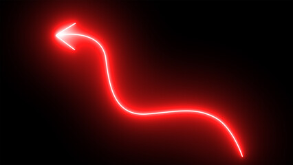 Red neon arrow on black background, red neon arrow wallpaper, Glowing red neon arrow background