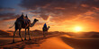 © MOMO - Camel caravan going through the Sahara desert by AI generate.