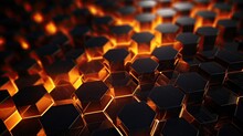 A Background With Neon Orange Squares Arranged In A Honeycomb Pattern With A Kaleidoscope Effect And A Tilt Shift