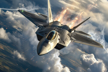 Wall Mural - Combat military fighter jets at high speed for tracking and hitting a target