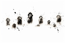 Dog Paw Foot Print Illustration, Isolated On White Background