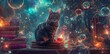 Whiskered Enchantments: A Wizard Cat Brewing Bubbles, Potions, and the Magic of Books.