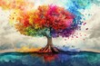 Artistic tree with colorful leaves