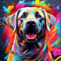 digi delight, labrador dog, high contrast, intricate illustration, odyssey