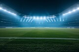 Fototapeta Sport - An empty stadium with dramatic lighting, symbolizing anticipation or the calm before a sporting event.