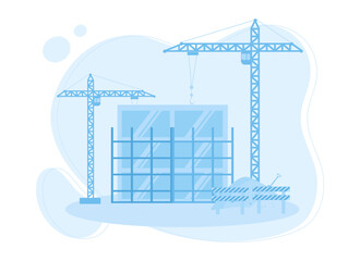 Wall Mural - construction crane concept flat illustration