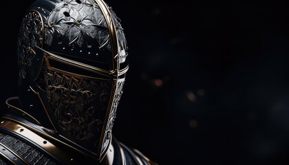 Wall Mural - Knight's helmet and armor on a black background