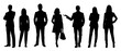 © Impixmart - Set of vector corporate business people silhouette on white background. Standing technology business marketing man and woman silhouette. Social media, cyberspace, resume and cv avatar icon or sign.