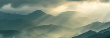 Mountain Landscape With Mist, AI Generated
