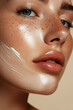 © olga - Flawless Elegance: Portrait of Woman with a Trail of Nourishing Skincare Cream