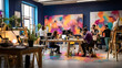 Creative Haven: Vibrant Studio of Artists at Work- AI