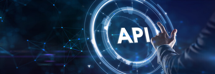 API - Application Programming Interface. Software development tool. Business, modern technology, internet and networking concept.
