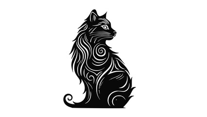 Poster - A silhouette of a black cat with a transparent background