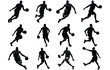 Vector set of Basketball players silhouettes, Man basketball player silhouette vector
