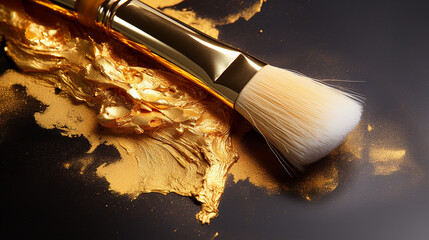 Wall Mural - gold make up artist brush