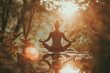 Person in yoga pose surrounded by nature Emphasis on the connection between the mind and body.