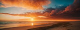 Fototapeta Niebo - Beautiful sunrise landscape ,seascape, coastal, ocean beach, clouds. Banner. Copy space