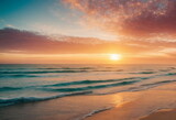 Fototapeta Natura - Beautiful sunrise landscape ,seascape, coastal, ocean beach, clouds, calm water. Copy space