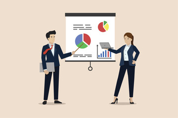 Wall Mural - businesspeople discussing, developing strategies for success, businessmen and businesswomen formulat