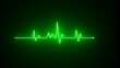 © MstHazera - Glowing neon green Heartbeat pulse icon. Beautiful healthy cardiogram and ECG. Pulse line illustration. Ecg neon pulse monitor and black background.
