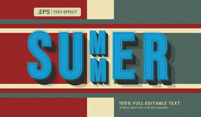Canvas Print - Design editable text effect, summer 3d concept vector illustration