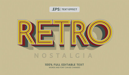 Wall Mural - Design editable text effect, retro nostalgia 3d concept vector illustration