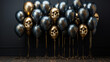 Black and gold balloons with a skull pattern