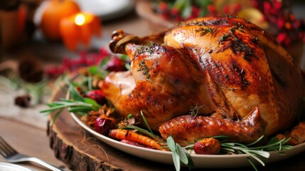 Canvas Print - close up of a roasted chicken 