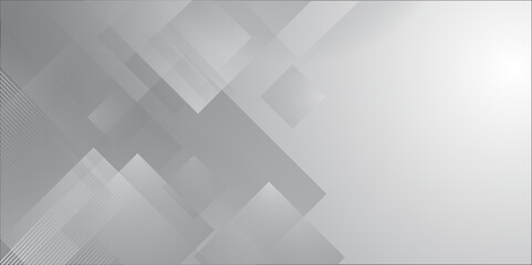 Wall Mural - multiple gray paper overlap on the gray background with silver color square pattern on banner with s